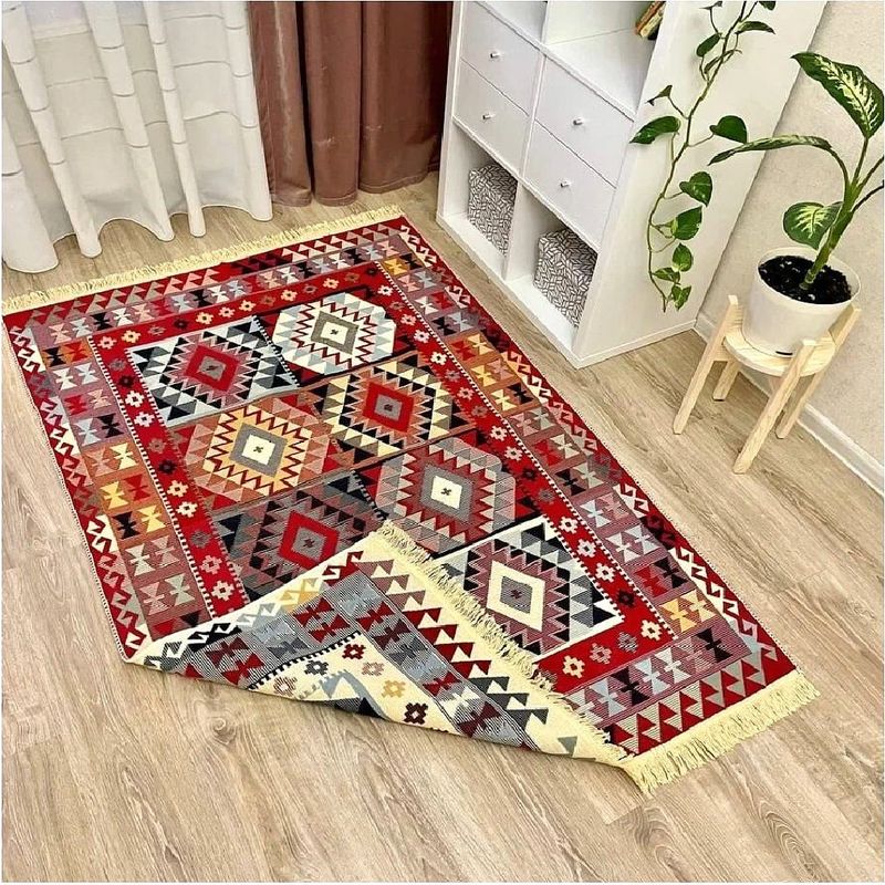 Casa si Gradina - Textile si covoare - Covoare - Covoare casa - Covor cu tesatura plata cu decor traditional - Kilim cu doua fete, 80x150 cm - 01 - Infinity.ro