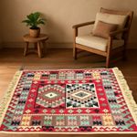 Casa si Gradina - Textile si covoare - Covoare - Covoare casa - Covor cu tesatura plata cu decor traditional - Kilim cu doua fete, 80x150 cm - 01 - Infinity.ro