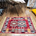Casa si Gradina - Textile si covoare - Covoare - Covoare casa - Covor cu tesatura plata cu decor traditional - Kilim cu doua fete, 80x150 cm - 01 - Infinity.ro