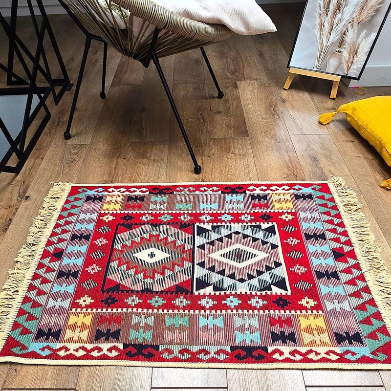 Casa si Gradina - Textile si covoare - Covoare - Covoare casa - Covor cu tesatura plata cu decor traditional - Kilim cu doua fete, 80x150 cm - 01 - Infinity.ro