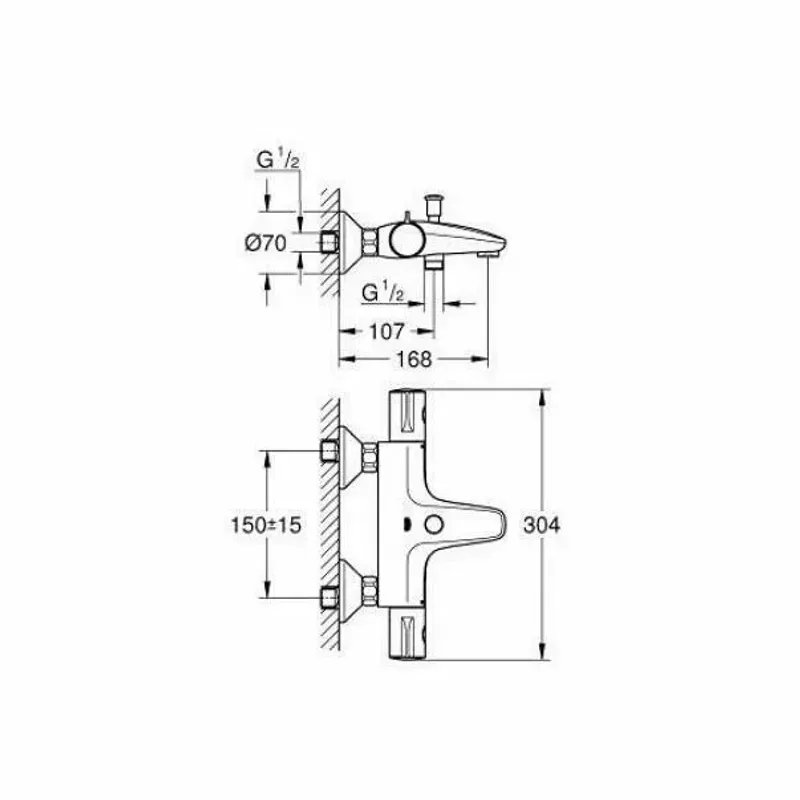 Casa si Gradina - Sanitare - Lavoar baie si accesorii - Baterii sanitare - Baterie cada Grohe Grohtherm 800 termostatica - Infinity.ro