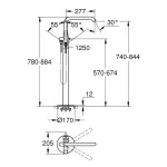 Casa si Gradina - Sanitare - Lavoar baie si accesorii - Baterii sanitare - Baterie de cada Grohe Essence 23491DA1, montare pe podea, 1/2'' , set de dus, necesita set fixare, lucios, cupru - Infinity.ro
