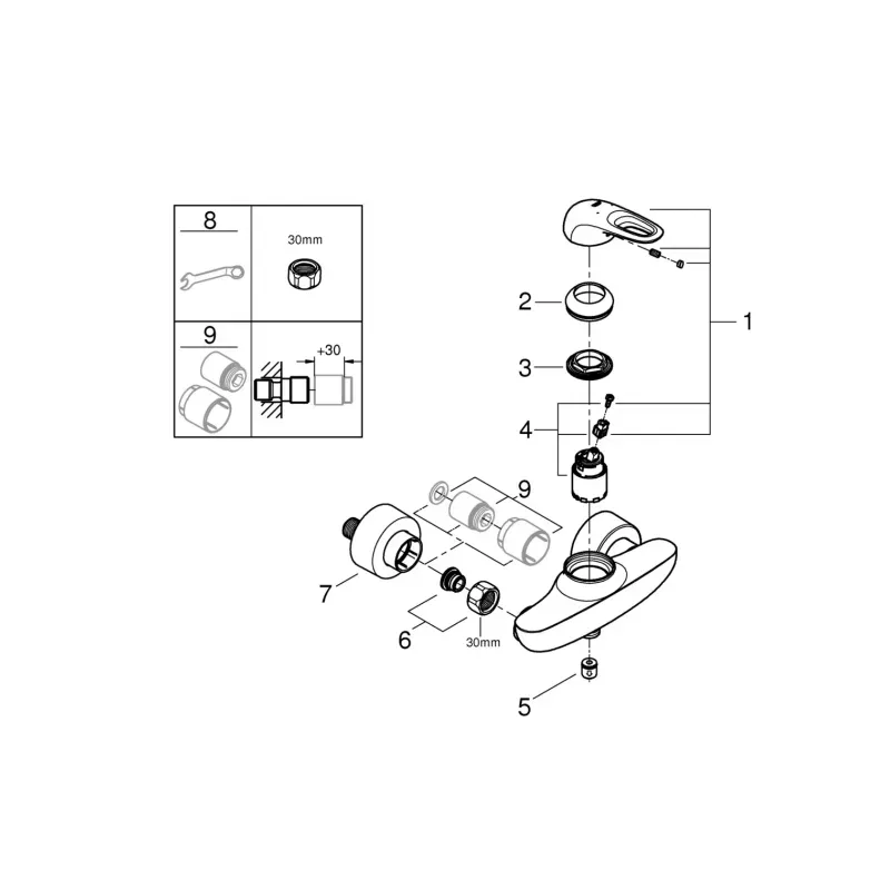 Casa si Gradina - Sanitare - Lavoar baie si accesorii - Baterii sanitare - Baterie dus Grohe Eurostyle 33590LS3, 1/2'', aparenta, alb - Infinity.ro