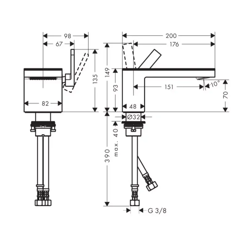 Casa si Gradina - Sanitare - Lavoar baie si accesorii - Baterii sanitare - Baterie lavoar Axor MyEdition, S, 93 mm, necesita ornament, crom, 47012000 - Infinity.ro