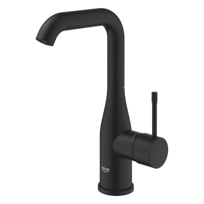 Casa si Gradina - Sanitare - Lavoar baie si accesorii - Baterii sanitare - Baterie lavoar Grohe Essence 24177KF1, 3/8'', marimea L, monocomanda, pivotanta, fara ventil, mat, negru - Infinity.ro