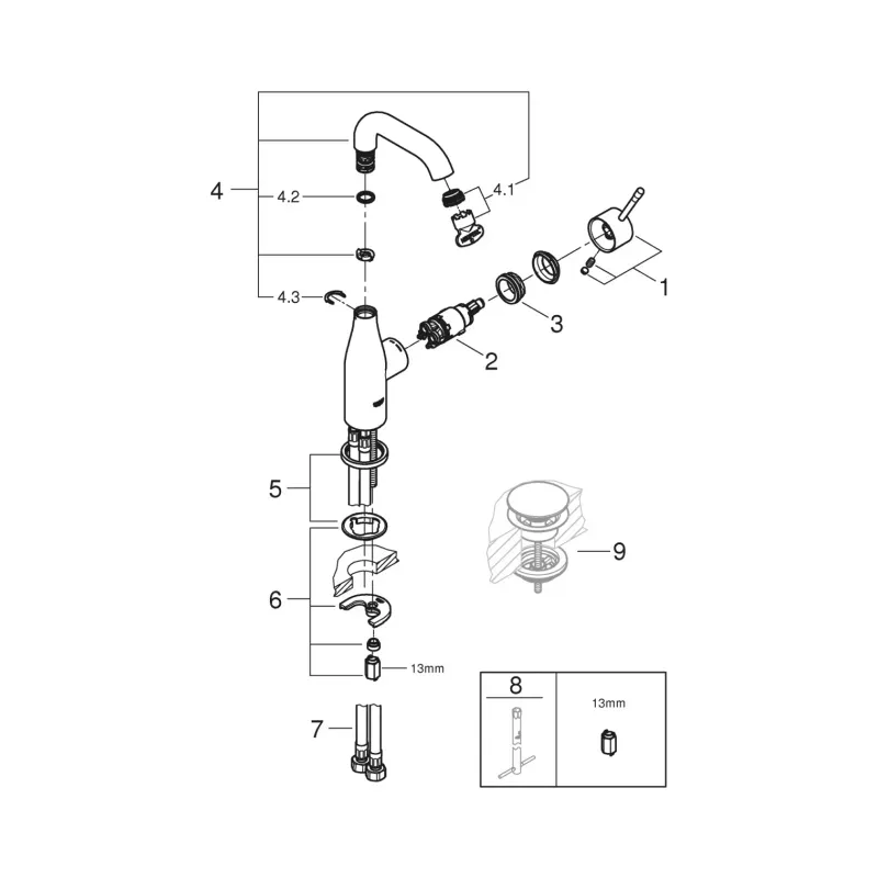 Casa si Gradina - Sanitare - Lavoar baie si accesorii - Baterii sanitare - Baterie lavoar Grohe Essence, 3/8'', M, 193 mm, pivotanta, mat, negru, 24176KF1 - Infinity.ro