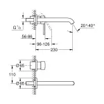 Casa si Gradina - Sanitare - Lavoar baie si accesorii - Baterii sanitare - Baterie lavoar Grohe Essence, pe perete, 230 mm, necesita valva, mat, auriu, 19967GN1 - Infinity.ro