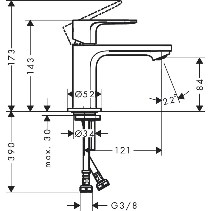 Casa si Gradina - Sanitare - Lavoar baie si accesorii - Baterii sanitare - Baterie lavoar Hansgrohe Rebris S, S, 143 mm, pornire rece, crom, 72514000 - Infinity.ro