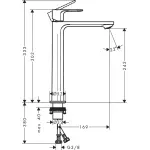 Casa si Gradina - Sanitare - Lavoar baie si accesorii - Baterii sanitare - Baterie lavoar Hansgrohe Rebris E, XL, 303 mm, pornire rece, crom, 72582000 - Infinity.ro