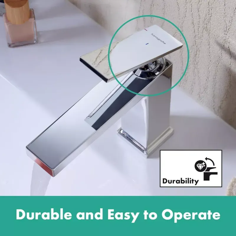 Casa si Gradina - Sanitare - Lavoar baie si accesorii - Baterii sanitare - Baterie lavoar Hansgrohe Tecturis E, S, 135 mm, pornire rece, crom, 73001000 - Infinity.ro