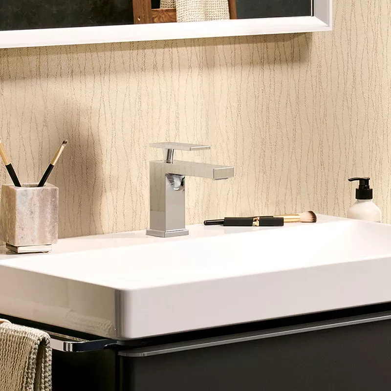 Casa si Gradina - Sanitare - Lavoar baie si accesorii - Baterii sanitare - Baterie lavoar Hansgrohe Tecturis E, S, 135 mm, pornire rece, crom, 73001000 - Infinity.ro