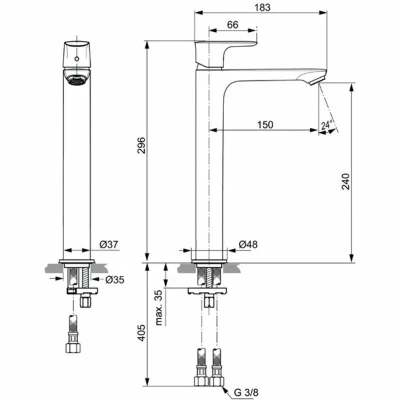 Casa si Gradina - Sanitare - Lavoar baie si accesorii - Baterii sanitare - Baterie lavoar Ideal Standard Connect Air fara ventil - Infinity.ro