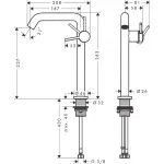 Casa si Gradina - Sanitare - Lavoar baie si accesorii - Baterii sanitare - Baterie lavoar Hansgrohe Tecturis S, XL, 283 mm, pornire rece, ventil, mat, bronz, 73373140 - Infinity.ro