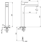 Casa si Gradina - Sanitare - Lavoar baie si accesorii - Baterii sanitare - Baterie lavoar Ideal Standard Edge Slim A7114, 3/8'', XL, 290 mm, crom - Infinity.ro