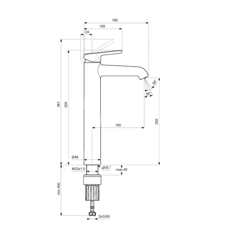 Casa si Gradina - Sanitare - Lavoar baie si accesorii - Baterii sanitare - Baterie lavoar inalta Villeroy&Boch Skyla monocomanda negru mat - Infinity.ro