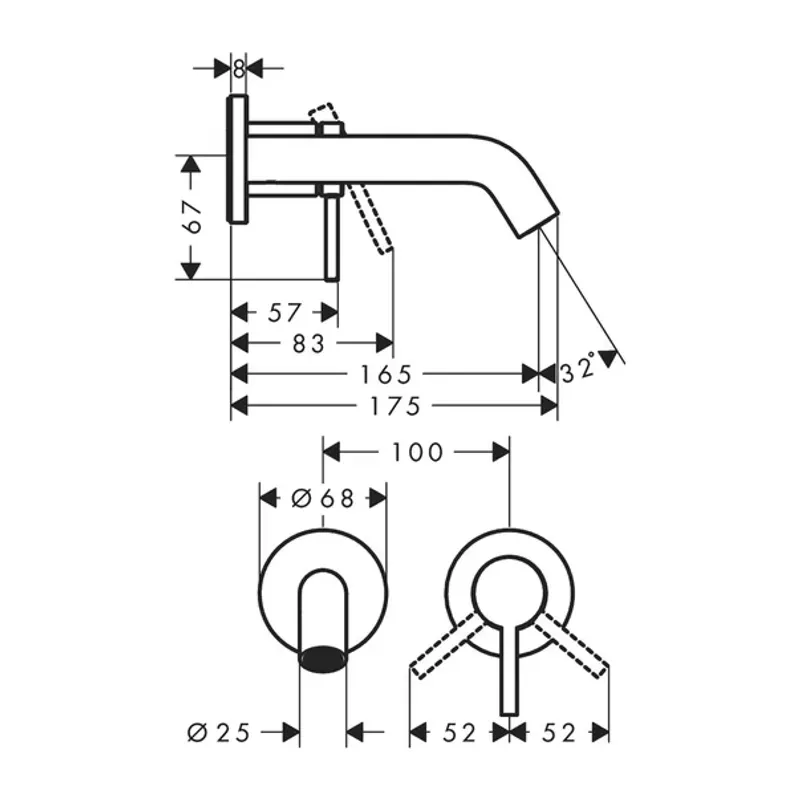Casa si Gradina - Sanitare - Lavoar baie si accesorii - Baterii sanitare - Baterie lavoar incastrata Hansgrohe Tecturis S crom lucios fara corp incastrat - Infinity.ro