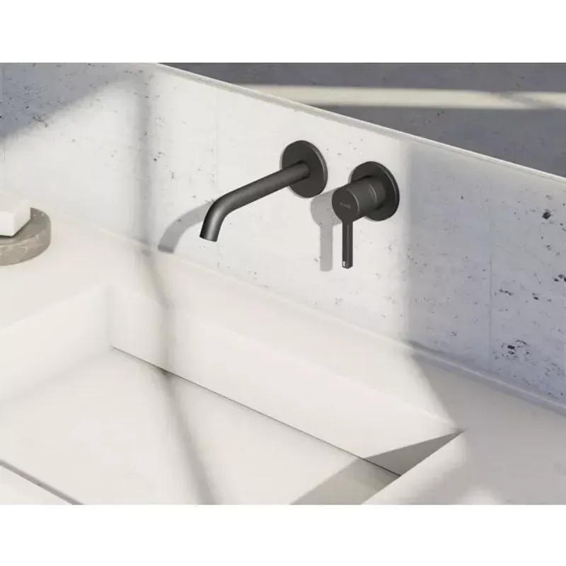 Casa si Gradina - Sanitare - Lavoar baie si accesorii - Baterii sanitare - Baterie lavoar Kludi Nova Fonte, pe perete, 220 mm, necesita valva, mat, negru, 202453915 - Infinity.ro