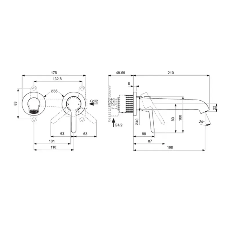 Casa si Gradina - Sanitare - Lavoar baie si accesorii - Baterii sanitare - Baterie lavoar incastrata Villeroy&Boch Skyla crom lucios pipa 20 cm fara corp ingropat - Infinity.ro