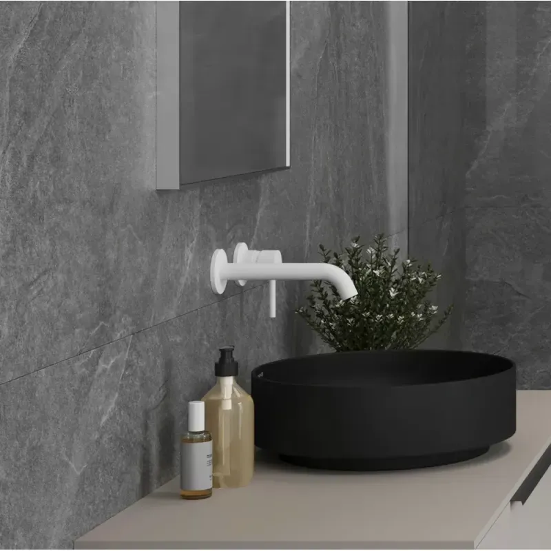 Casa si Gradina - Sanitare - Lavoar baie si accesorii - Baterii sanitare - Baterie lavoar Kludi Bozz, pe perete, 230 mm, necesita valva, mat, alb, 382455376 - Infinity.ro