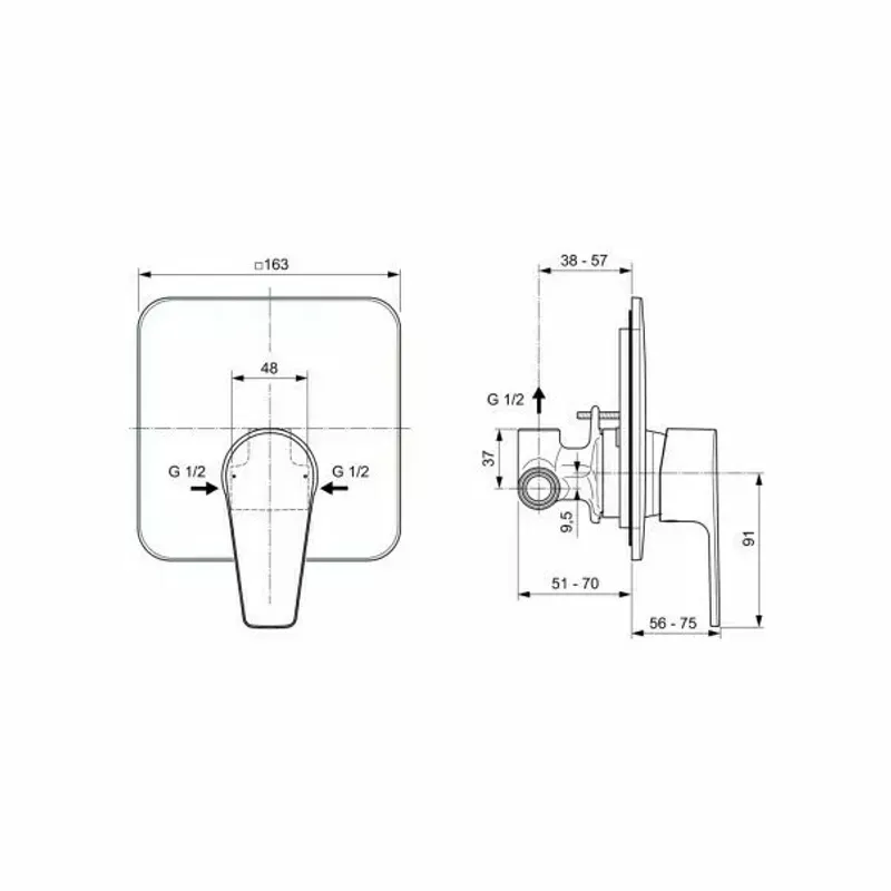 Casa si Gradina - Sanitare - Lavoar baie si accesorii - Baterii sanitare - Baterie pentru dus Ideal Standard Cerafine D incastrata - Infinity.ro