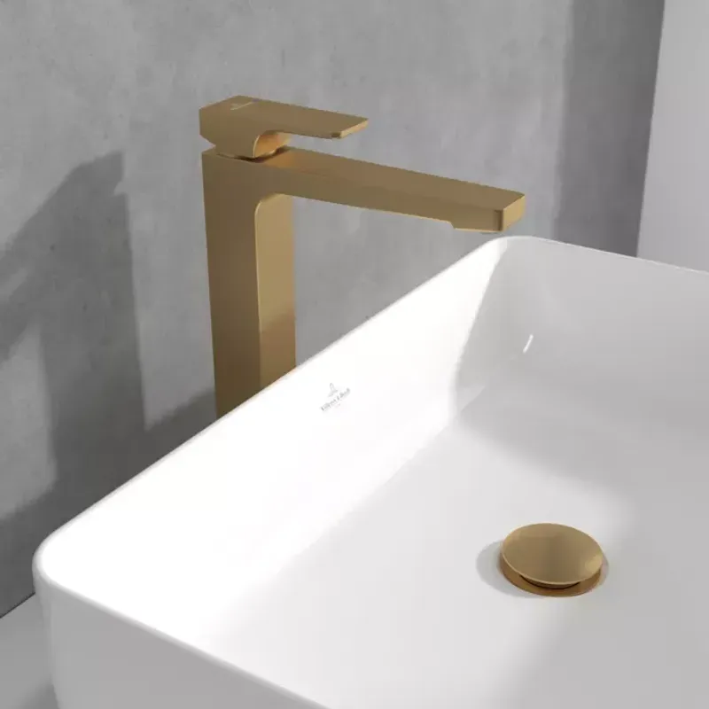 Casa si Gradina - Sanitare - Lavoar baie si accesorii - Baterii sanitare - Baterie lavoar Villeroy and Boch Architectura, XL, 306 mm, ventil, mat, auriu, TVW12500200076 - Infinity.ro