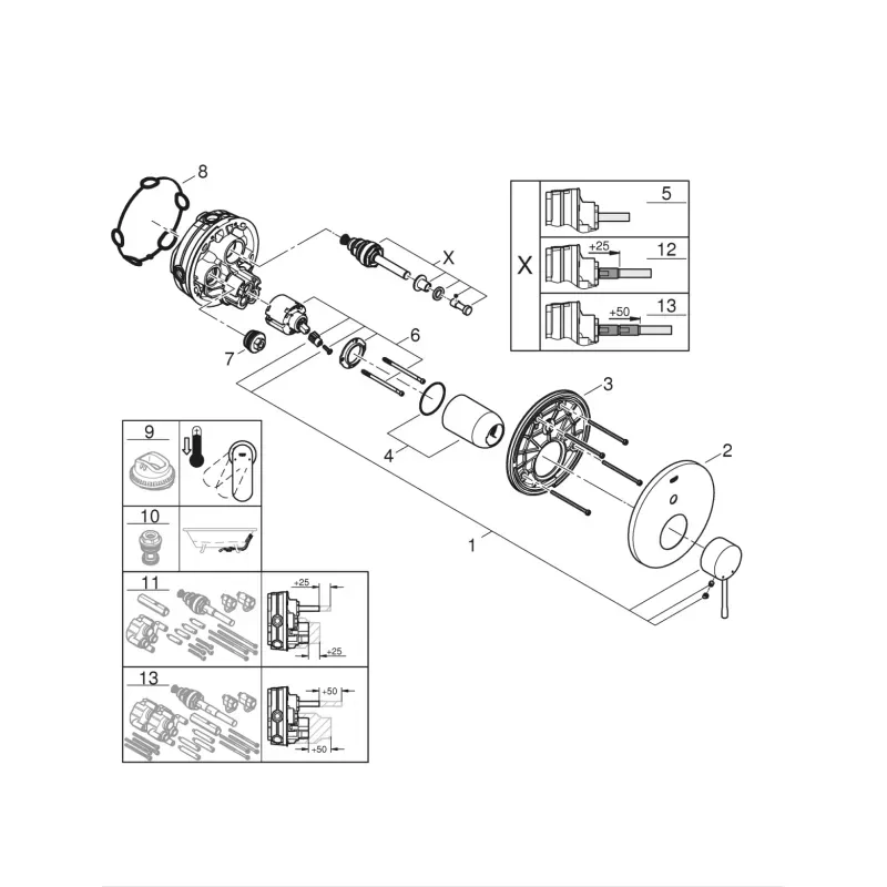 Casa si Gradina - Sanitare - Lavoar baie si accesorii - Baterii sanitare - Unitate comanda Grohe Essence 24058AL1, aparenta, diverter, 2 iesiri, necesita valva, mat, grafit - Infinity.ro