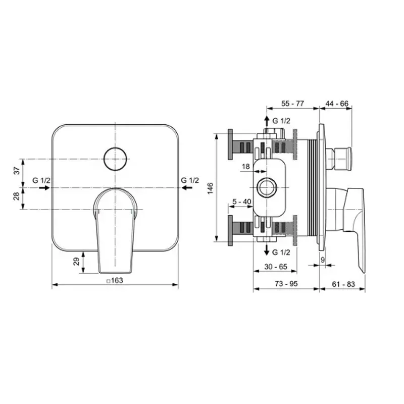 Casa si Gradina - Sanitare - Lavoar baie si accesorii - Baterii sanitare - Unitate comanda Ideal Standard Edge, 2 iesiri, necesita valva, crom, A7124AA - Infinity.ro