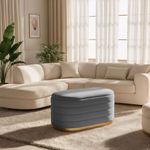 Casa si Gradina - Mobilier - Scaune si fotolii - Fotolii - Bancheta tip puf cu depozitare, tapiterie velur, 80x42x42 cm, gri - Infinity.ro