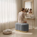 Casa si Gradina - Mobilier - Scaune si fotolii - Fotolii - Bancheta tip puf cu depozitare, tapiterie velur, 80x42x42 cm, gri - Infinity.ro