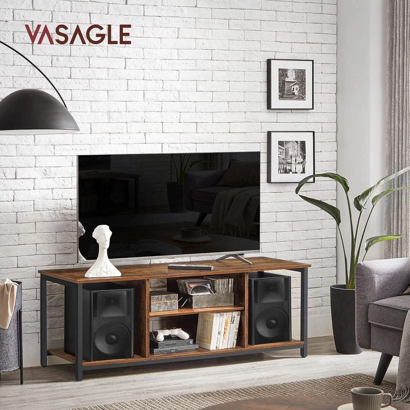 Casa si Gradina - Mobilier - Comode si corpuri - Comode - VASAGLE Comoda TV pentru televizor pana la 60 inch, stil industrial, 120x40x50 cm, maro rustic - Infinity.ro