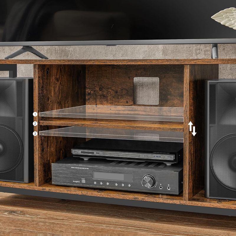 Casa si Gradina - Mobilier - Comode si corpuri - Comode - VASAGLE Comoda TV pentru televizor pana la 60 inch, stil industrial, 120x40x50 cm, maro rustic - Infinity.ro