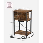 Casa si Gradina - Mobilier - Comode si corpuri - Noptiere - VASAGLE Noptiera cu prize si USB, 3 rafturi, stil industrial, 30x34x58 cm, maro rustic - Infinity.ro