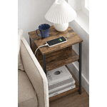 Casa si Gradina - Mobilier - Comode si corpuri - Noptiere - VASAGLE Noptiera cu prize si USB, 3 rafturi, stil industrial, 30x34x58 cm, maro rustic - Infinity.ro