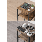 Casa si Gradina - Mobilier - Comode si corpuri - Noptiere - VASAGLE Noptiera cu prize si USB, 3 rafturi, stil industrial, 30x34x58 cm, maro rustic - Infinity.ro