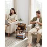 Casa si Gradina - Mobilier - Comode si corpuri - Noptiere - VASAGLE Noptiera cu prize si USB, 3 rafturi, stil industrial, 30x34x58 cm, maro rustic - Infinity.ro