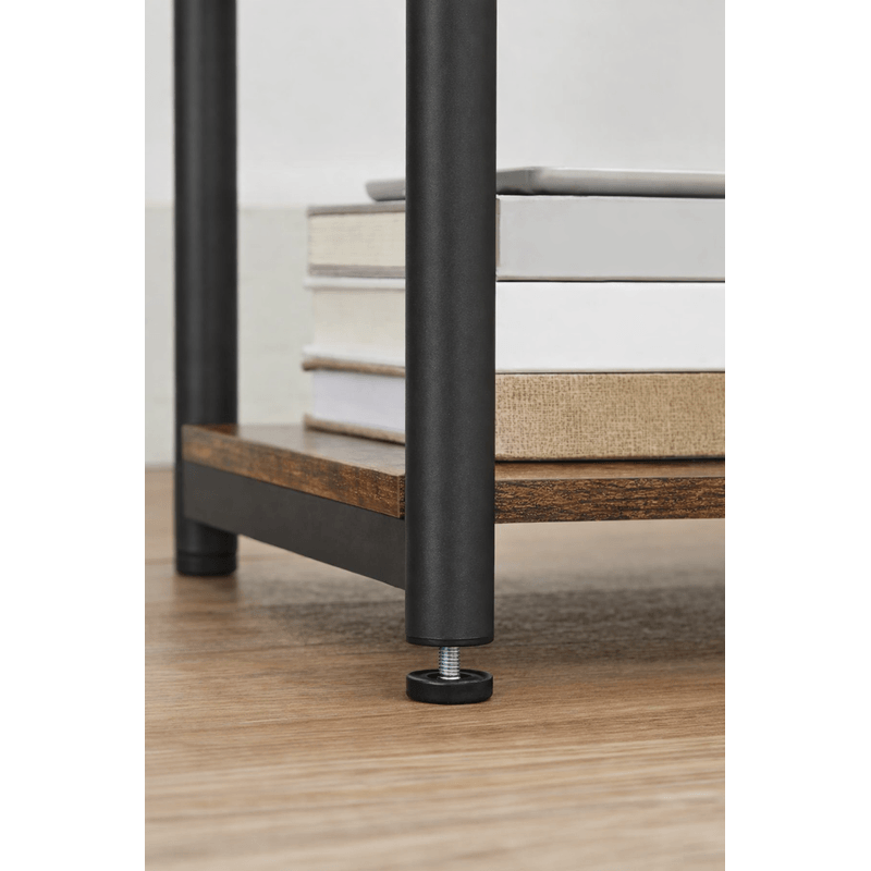 Casa si Gradina - Mobilier - Comode si corpuri - Noptiere - VASAGLE Noptiera cu prize si USB, 3 rafturi, stil industrial, 30x34x58 cm, maro rustic - Infinity.ro