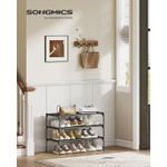 Casa si Gradina - Mobilier - Dulapuri si sifoniere - Dulapuri pantofi - SONGMICS Raft pantofi 3 niveluri cu rafturi textile si cadru metalic, 62x30x54 cm, negru - Infinity.ro