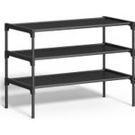 Casa si Gradina - Mobilier - Dulapuri si sifoniere - Dulapuri pantofi - SONGMICS Raft pantofi 3 niveluri cu rafturi textile si cadru metalic, 62x30x54 cm, negru - Infinity.ro