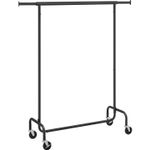Casa si Gradina - Mobilier - Organizare si depozitare - Cuiere - SONGMICS Suport pentru haine extensibil pe roti, bara reglabila 110-150 cm, stil industrial, 150x45x160 cm, negru - Infinity.ro