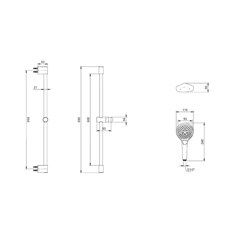 Casa si Gradina - Sanitare - Cazi si cabine de dus - Coloane si seturi de dus - Set de dus cu bara 70 cm Villeroy&Boch Verve Showers para cu 3 functii auriu periat - Infinity.ro