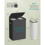 Market - Spalare si intretinere rufe - Uscatoare de rufe si accesorii - SONGMICS Cos rufe cu 2 compartimente si capac, saci detasabili cu maner, 170 litri, 56x40x75 cm, negru - Infinity.ro