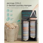 Market - Spalare si intretinere rufe - Uscatoare de rufe si accesorii - SONGMICS Cos rufe cu 2 compartimente si capac, saci detasabili cu maner, 170 litri, 56x40x75 cm, negru - Infinity.ro