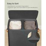 Market - Spalare si intretinere rufe - Uscatoare de rufe si accesorii - SONGMICS Cos rufe cu 2 compartimente si capac, saci detasabili cu maner, 170 litri, 56x40x75 cm, negru - Infinity.ro