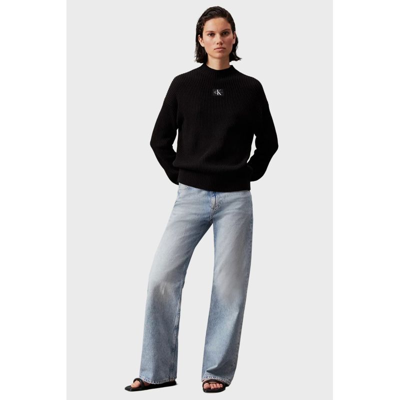 Fashion, accesorii si bijuterii - Femei - Imbracaminte femei - Pulovere femei - Pulover dama Calvin Klein Jeans  J20J223609 Negru XS INTL - Infinity.ro