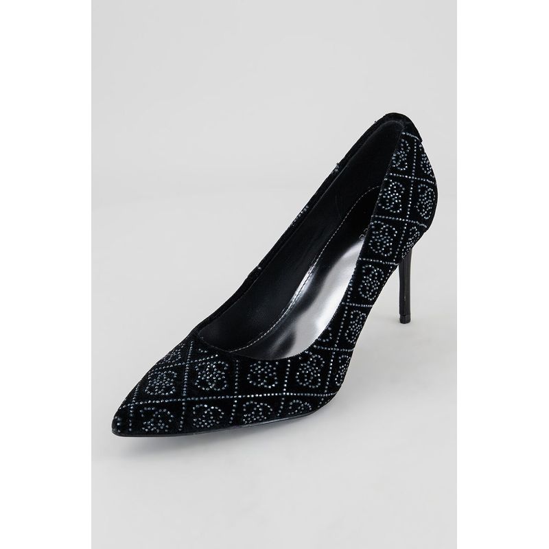 Fashion, accesorii si bijuterii - Femei - Incaltaminte femei - Pantofi femei - Pantofi stiletto Guess cu aspect de catifea Rican 36 EU Negru - Infinity.ro
