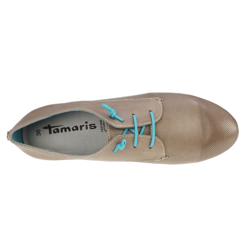 Fashion, accesorii si bijuterii - Femei - Incaltaminte femei - Sneakers si tenisi femei - Pantofi dama Tamaris Boyfriend, piele naturala, bej 38 - Infinity.ro