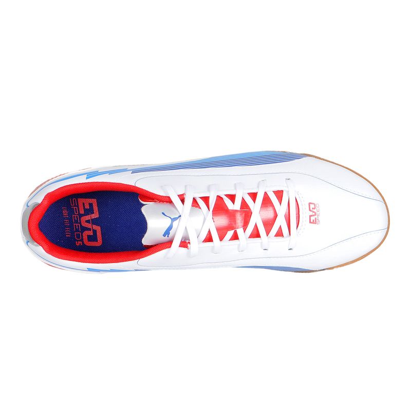 Sport si Outdoor - Echipament Sportiv - Incaltaminte sport - Pantofi sport - Ghete fotbal sala Puma EvoSPEED 5 IT, white-limoges-red 46 - Infinity.ro