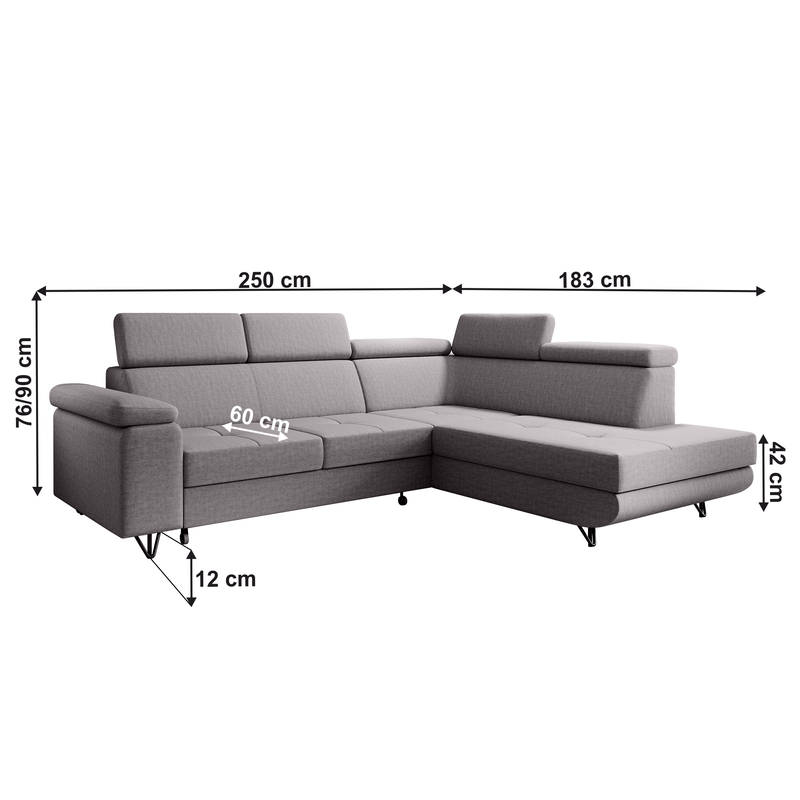 Casa si Gradina - Mobilier - Canapele si coltare - Canapele - Canapea extensibila, gri deschis, dreapta, JOGI ROH - Infinity.ro