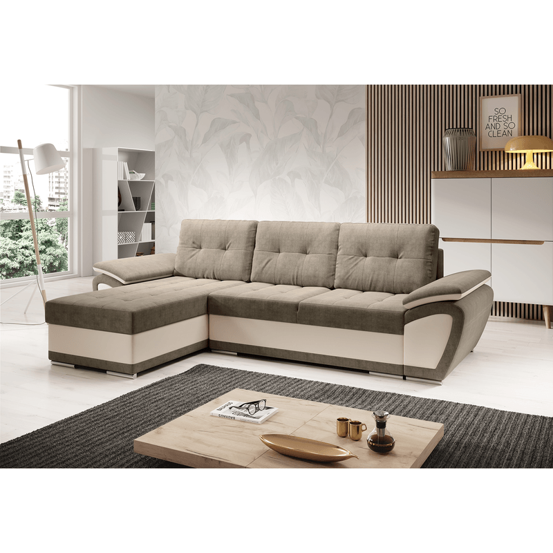 Casa si Gradina - Mobilier - Canapele si coltare - Canapele - Canapea extensibila, bej/maroniu deschis, stanga, ENIF ROH - Infinity.ro