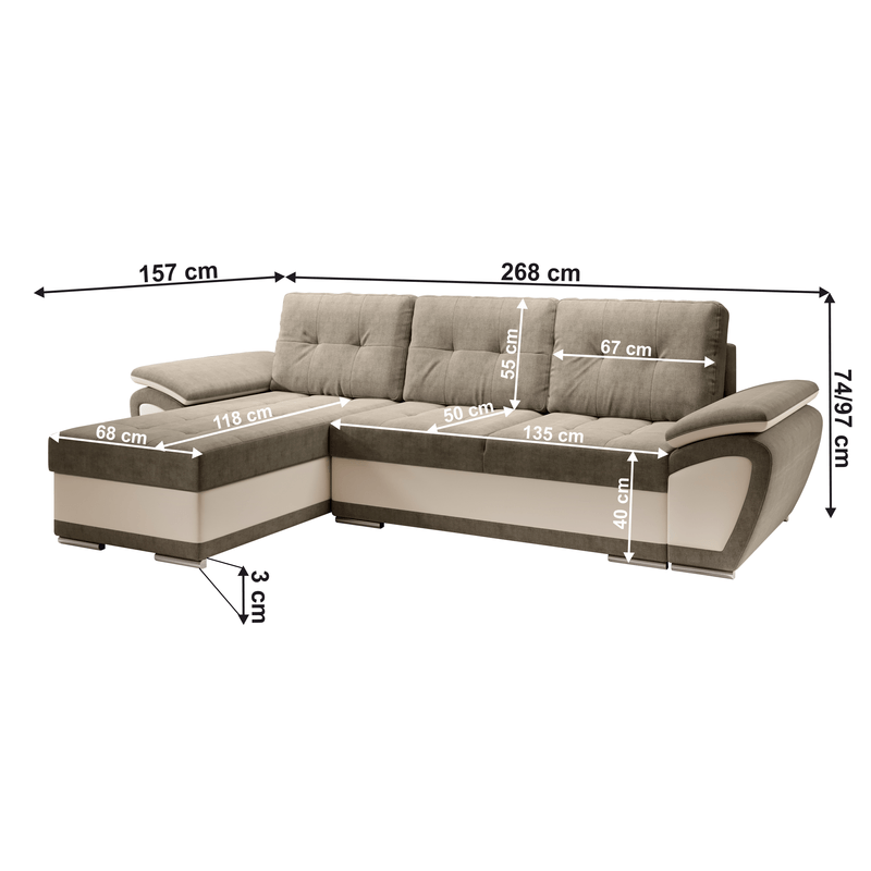 Casa si Gradina - Mobilier - Canapele si coltare - Canapele - Canapea extensibila, bej/maroniu deschis, stanga, ENIF ROH - Infinity.ro